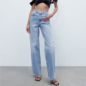Zara high rise light wide leg jeans